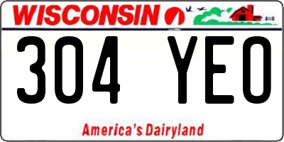 WI license plate 304YEO