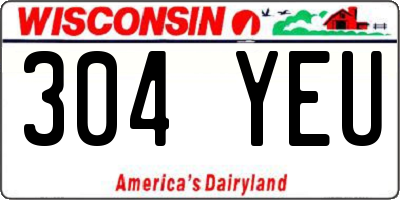 WI license plate 304YEU