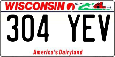 WI license plate 304YEV