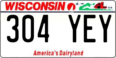 WI license plate 304YEY