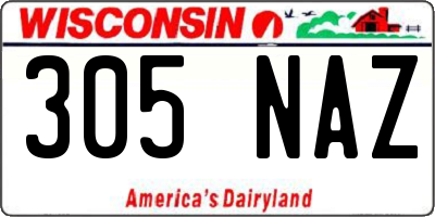 WI license plate 305NAZ