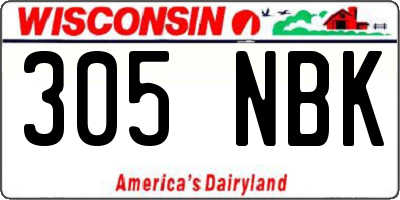 WI license plate 305NBK