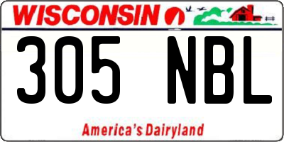 WI license plate 305NBL