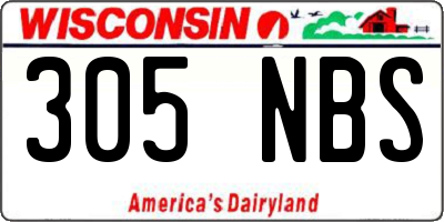 WI license plate 305NBS
