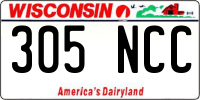 WI license plate 305NCC