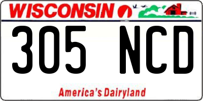 WI license plate 305NCD