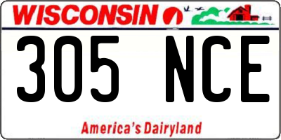 WI license plate 305NCE