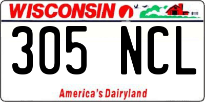 WI license plate 305NCL