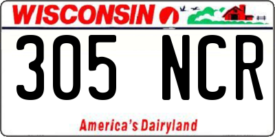 WI license plate 305NCR