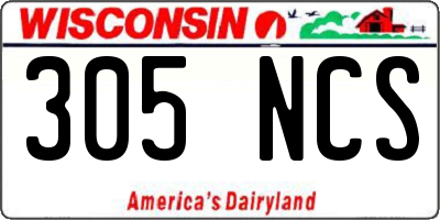 WI license plate 305NCS