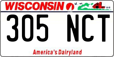 WI license plate 305NCT
