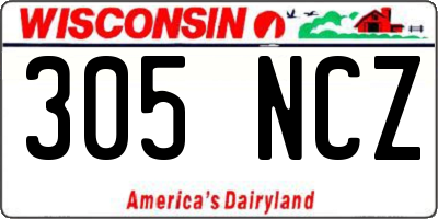 WI license plate 305NCZ
