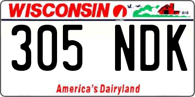 WI license plate 305NDK