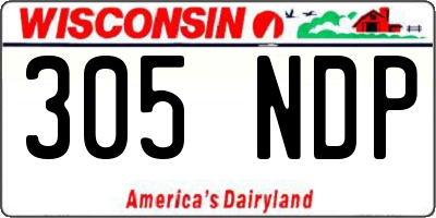 WI license plate 305NDP
