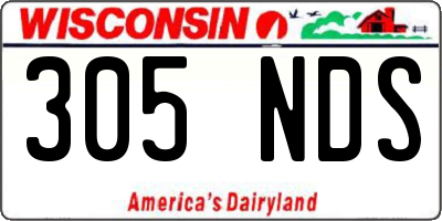 WI license plate 305NDS