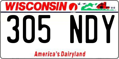 WI license plate 305NDY