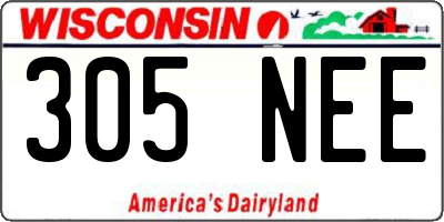 WI license plate 305NEE