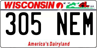 WI license plate 305NEM