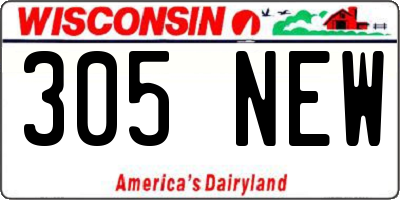 WI license plate 305NEW