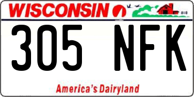 WI license plate 305NFK