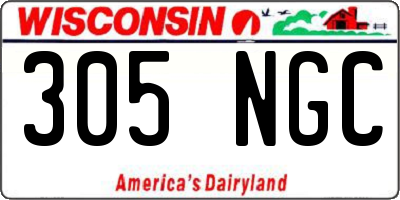 WI license plate 305NGC