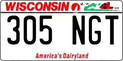 WI license plate 305NGT