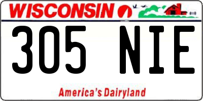 WI license plate 305NIE