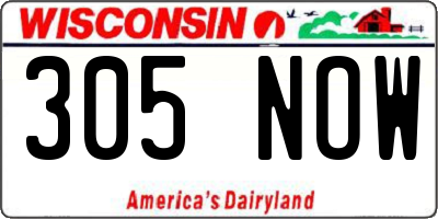 WI license plate 305NOW