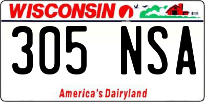 WI license plate 305NSA