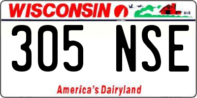 WI license plate 305NSE