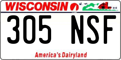 WI license plate 305NSF