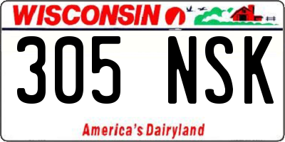 WI license plate 305NSK