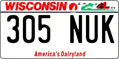 WI license plate 305NUK