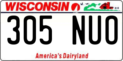WI license plate 305NUO