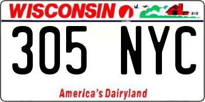WI license plate 305NYC
