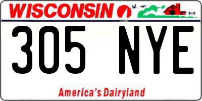 WI license plate 305NYE