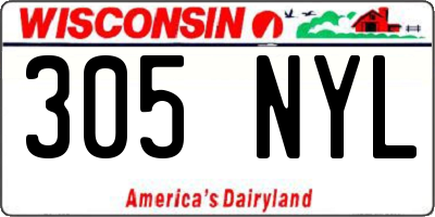 WI license plate 305NYL