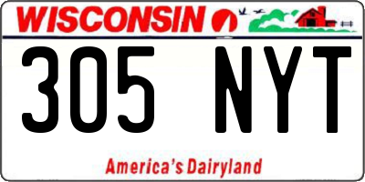 WI license plate 305NYT
