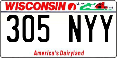 WI license plate 305NYY
