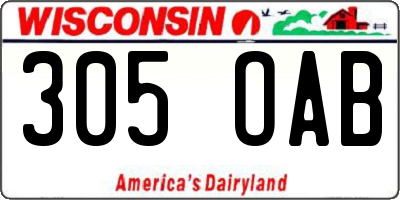 WI license plate 305OAB