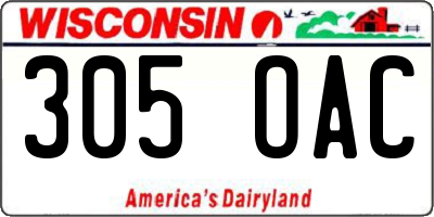 WI license plate 305OAC
