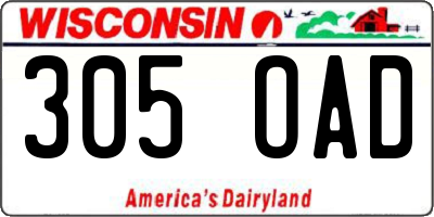 WI license plate 305OAD