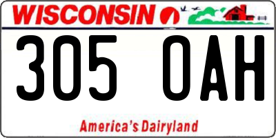 WI license plate 305OAH