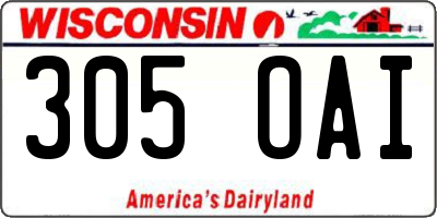 WI license plate 305OAI