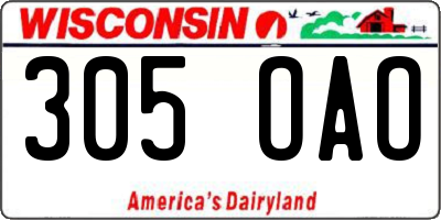 WI license plate 305OAO