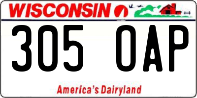 WI license plate 305OAP