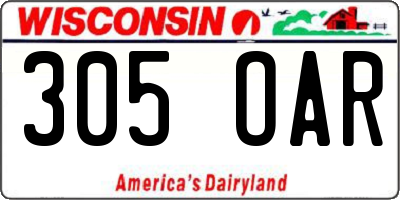 WI license plate 305OAR