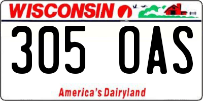 WI license plate 305OAS