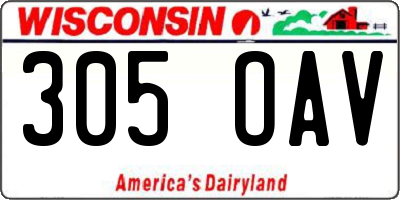 WI license plate 305OAV