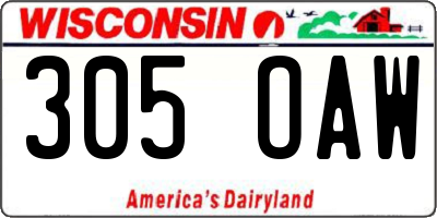 WI license plate 305OAW